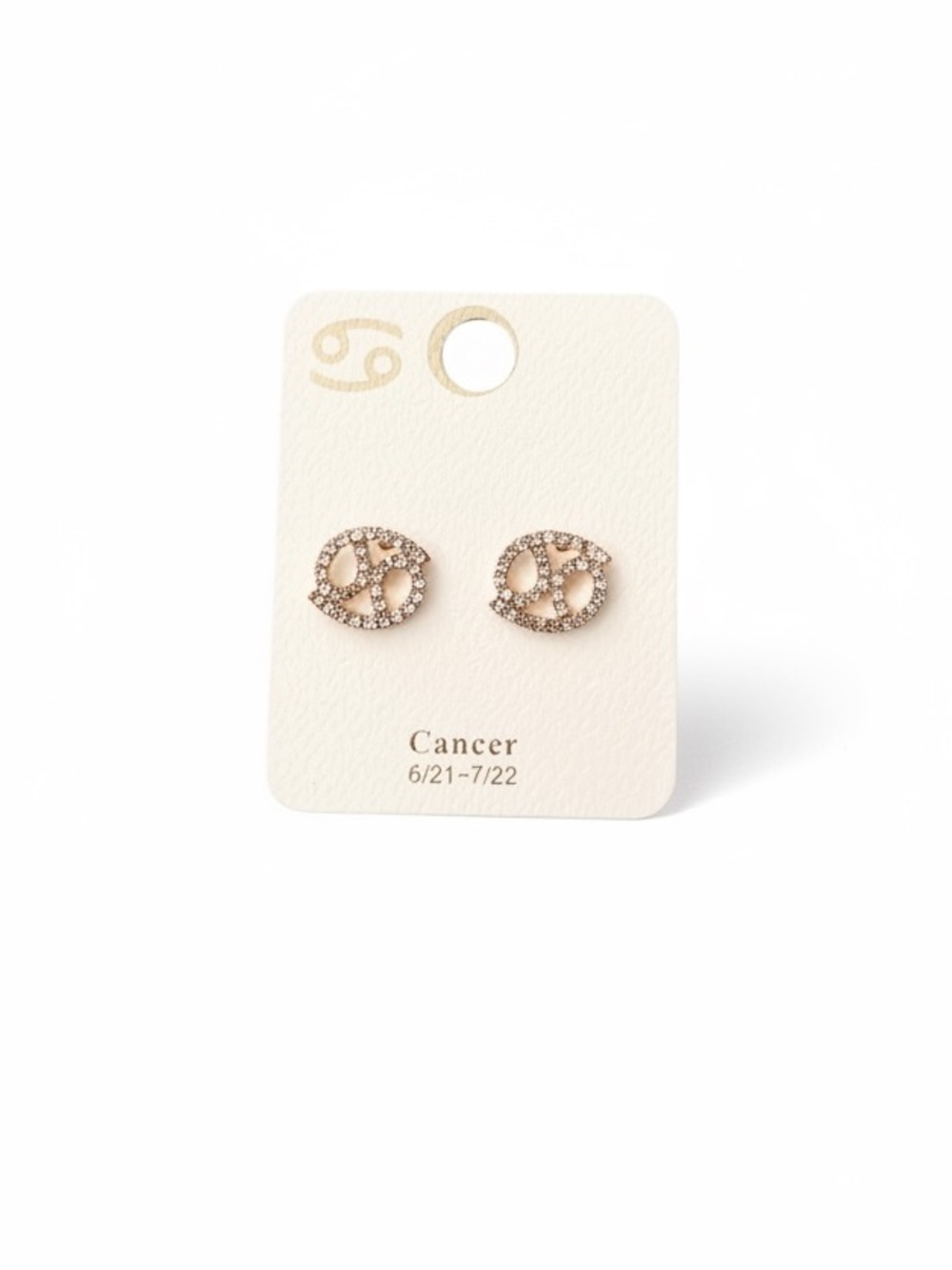 Cancer Astrological Zodiac Sign Rhinestone Gold Post Earrings June 21 - Jul 22